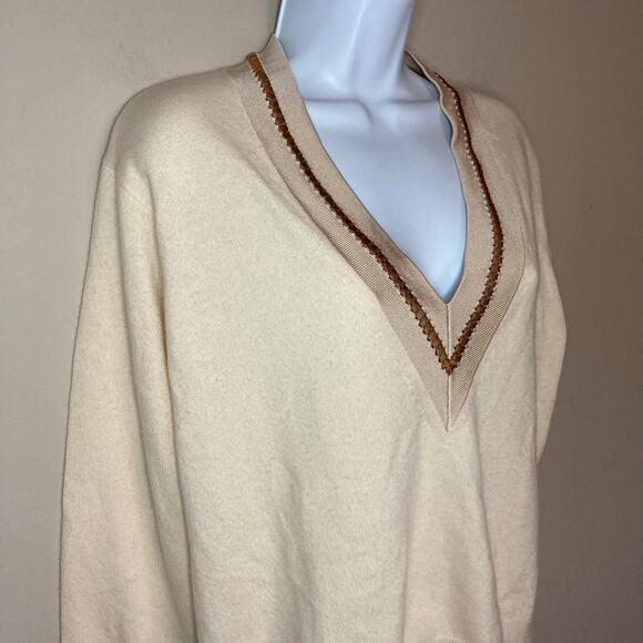 Sandro Women's Bridget Knit V-Neck Sweater In Ivory Wool Cashmere Size 1 / Small - Picture 16 of 16